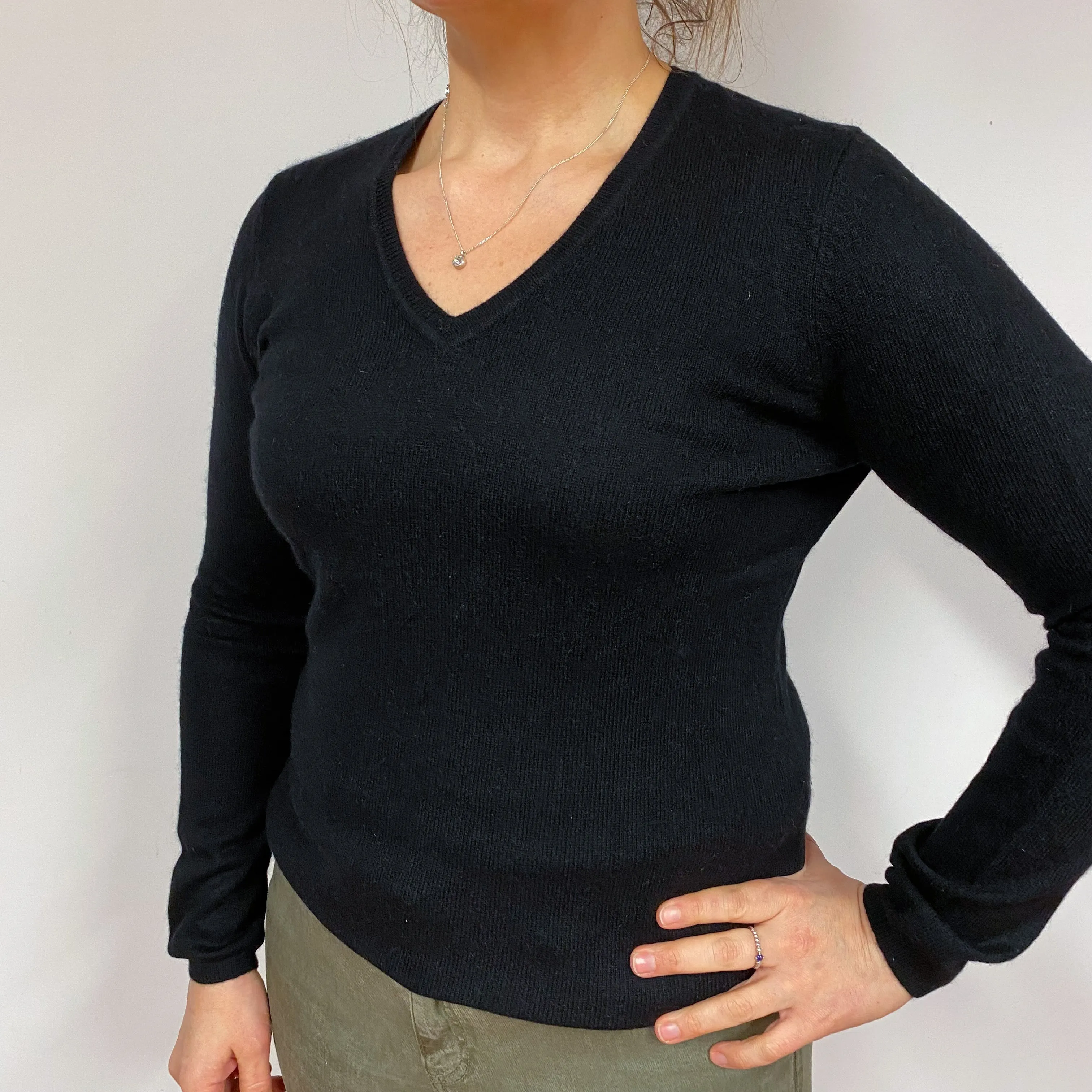 Black V Neck Jumper Large