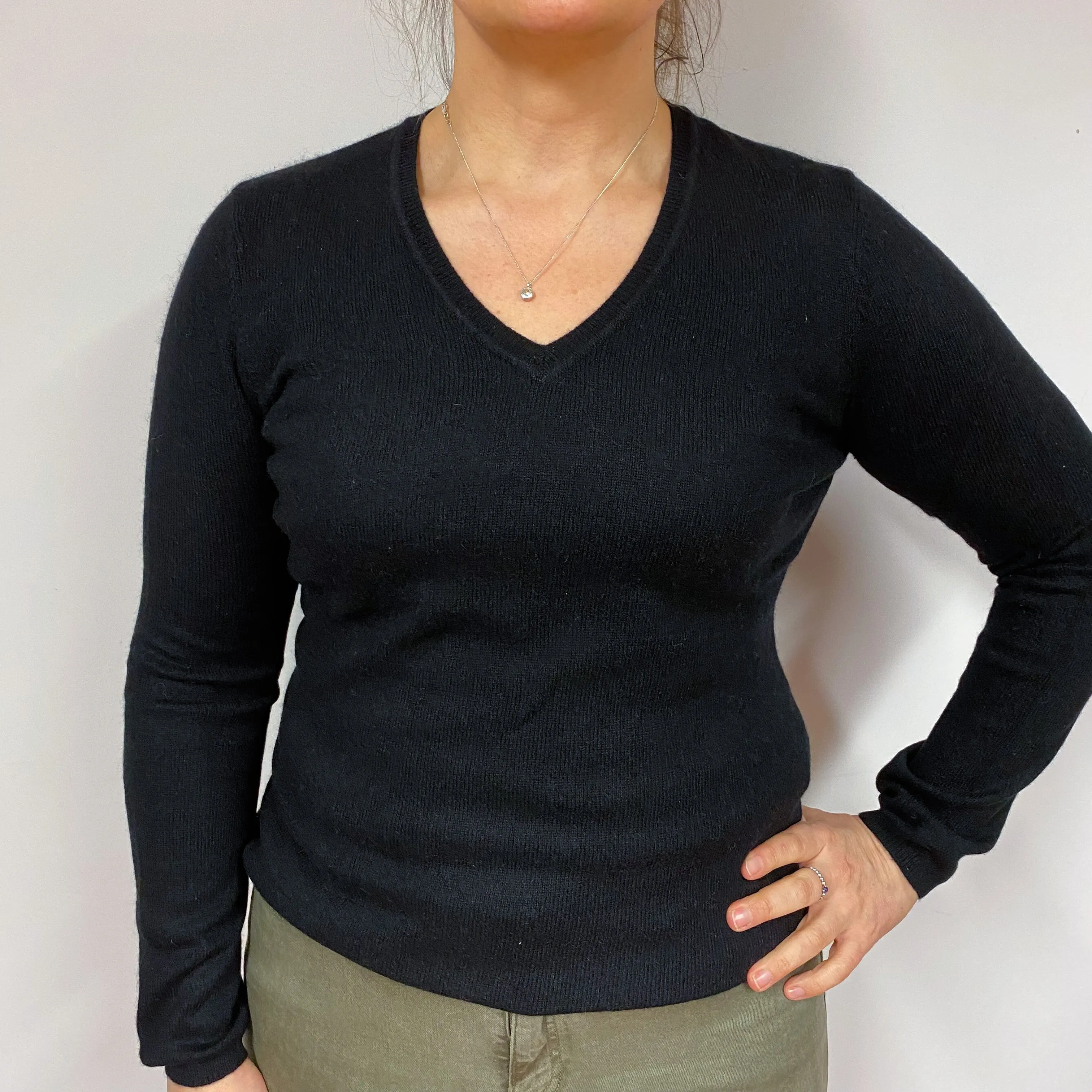 Black V Neck Jumper Large