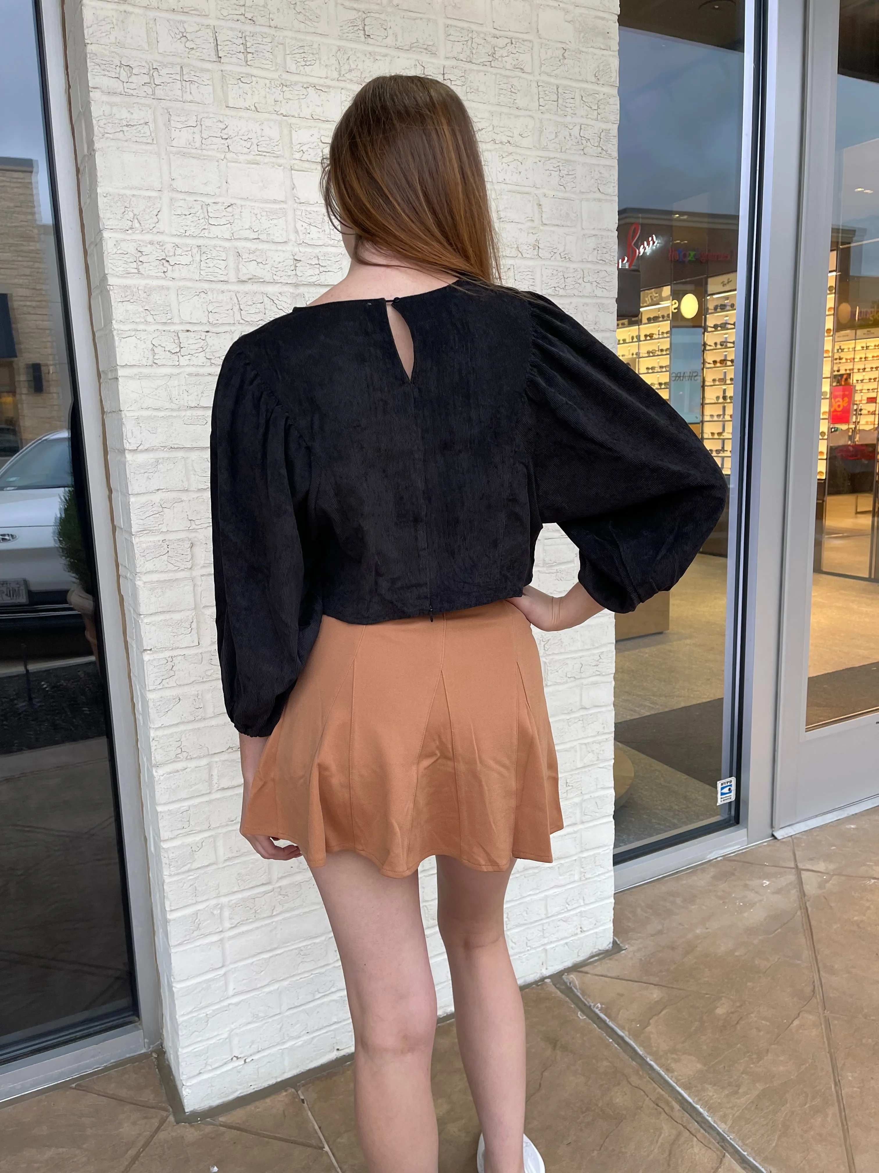 Blaire Long Sleeve Cord Crop Top