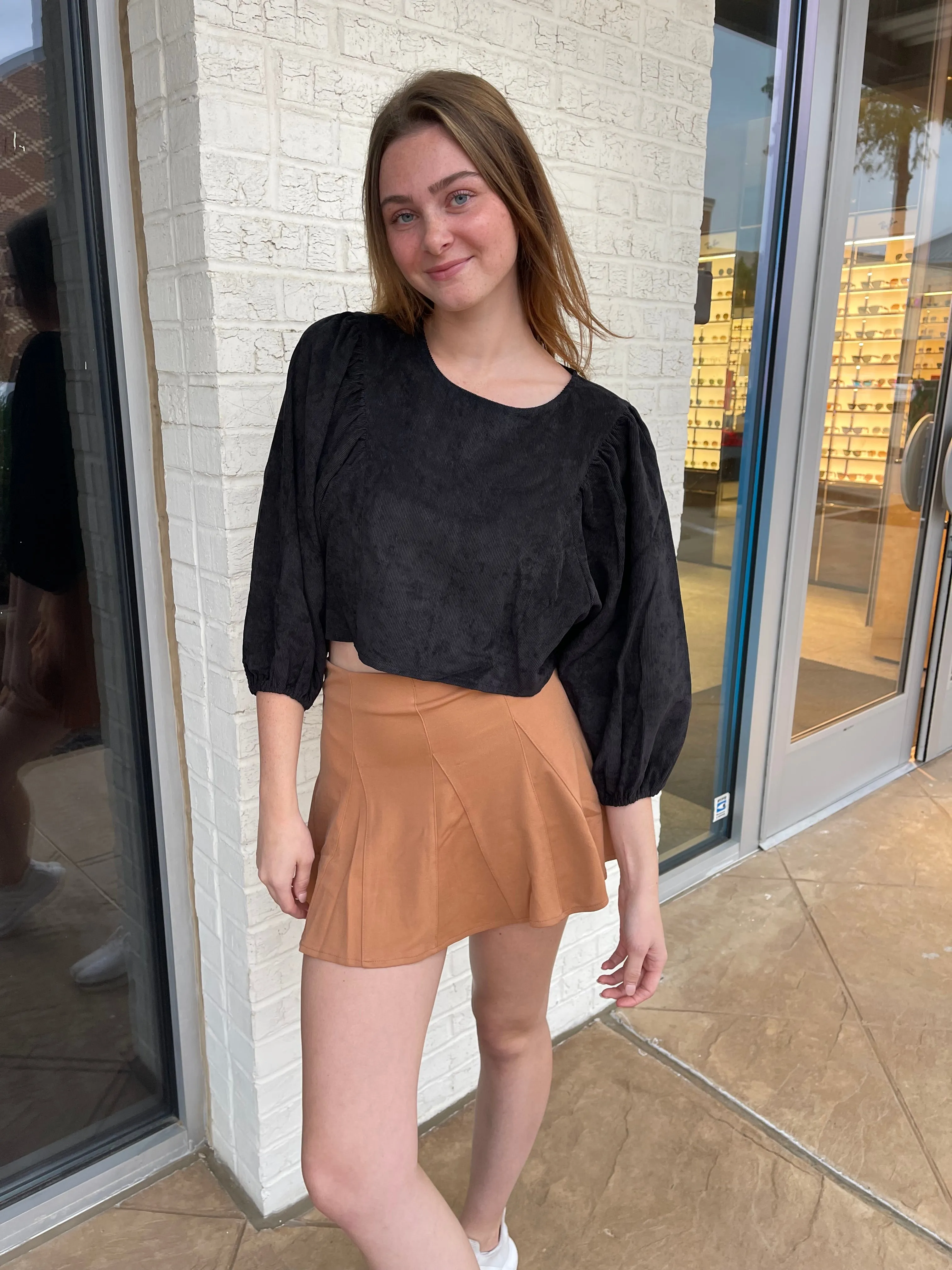 Blaire Long Sleeve Cord Crop Top