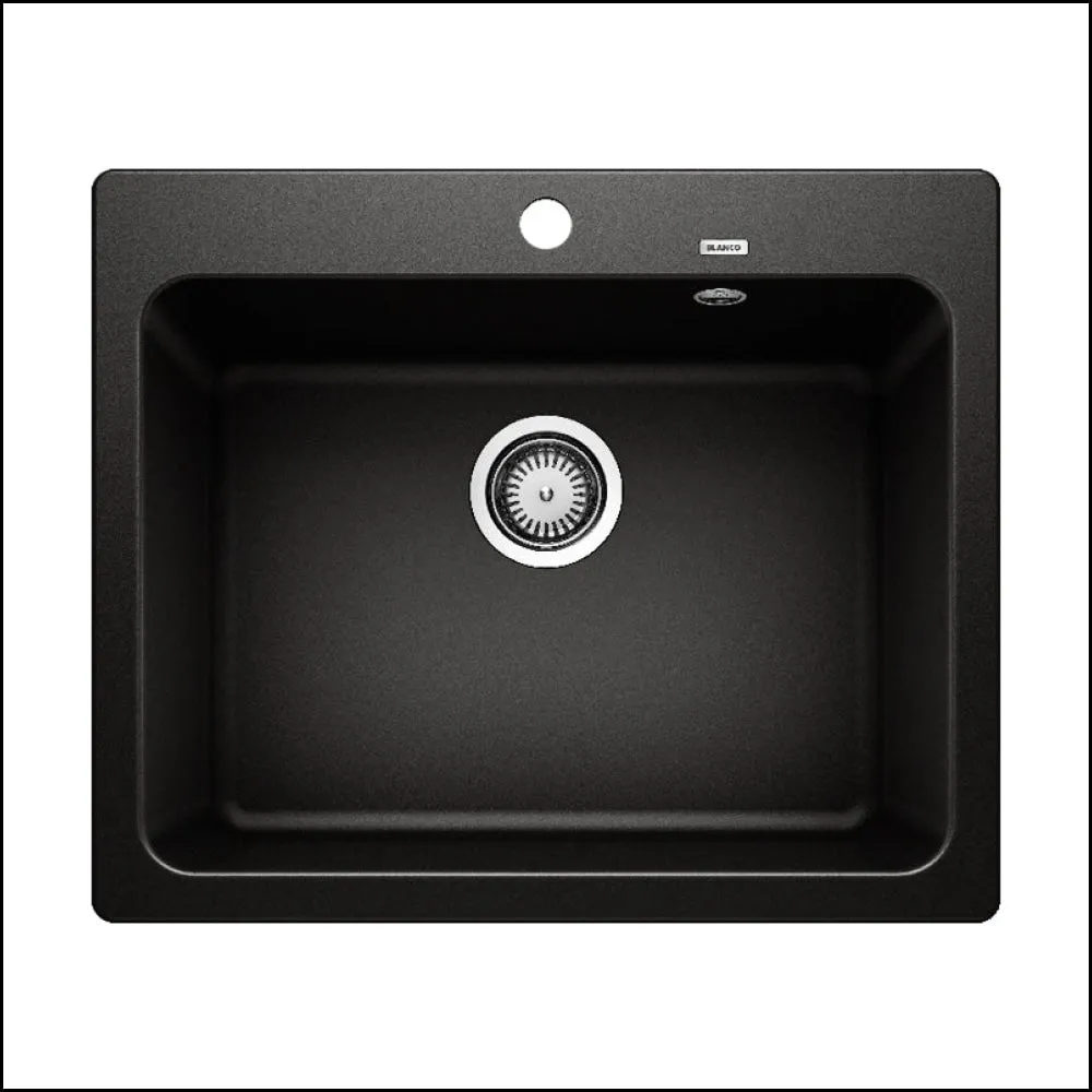 Blanco NAYA6BK5 Super Black Silgranit Single Bowl Top Mount Sink