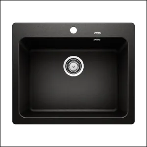 Blanco NAYA6BK5 Super Black Silgranit Single Bowl Top Mount Sink