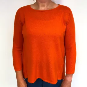 Blaze Orange Open Back Cashmere Crew Neck Jumper Large