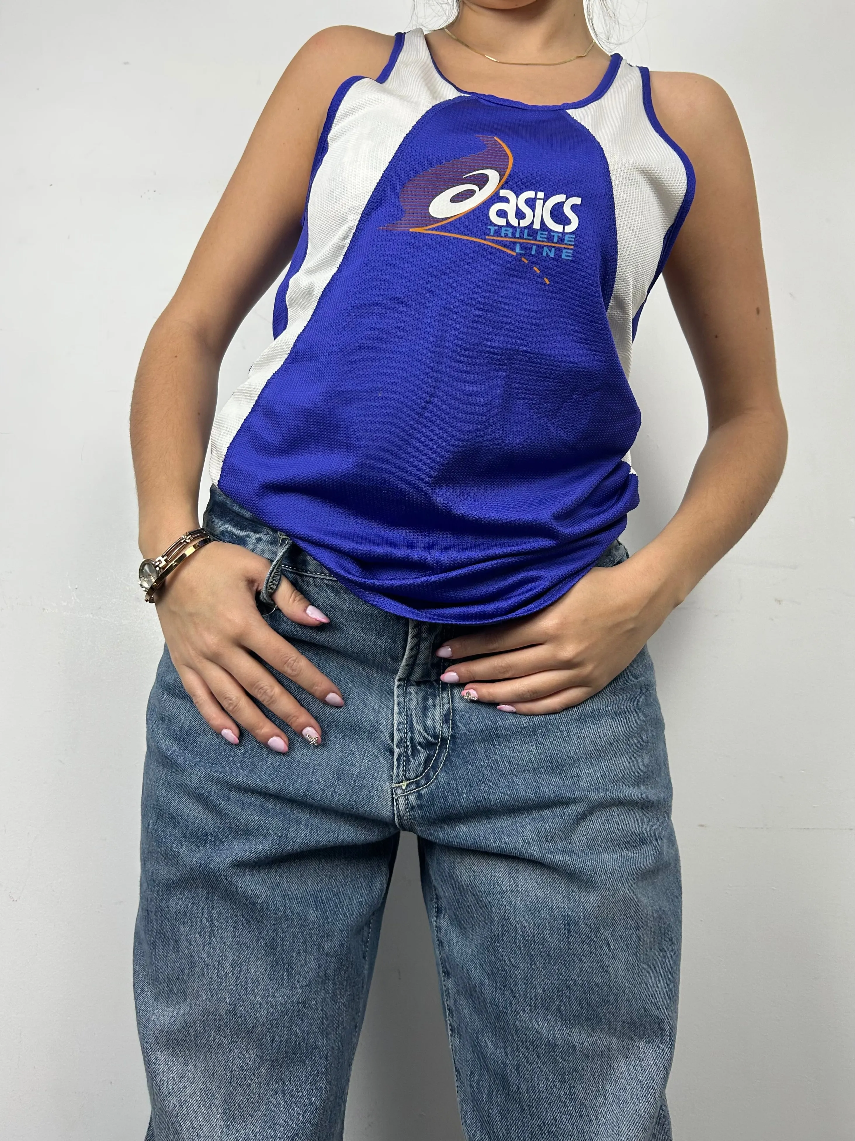 Blue logo tank  top (M/L)