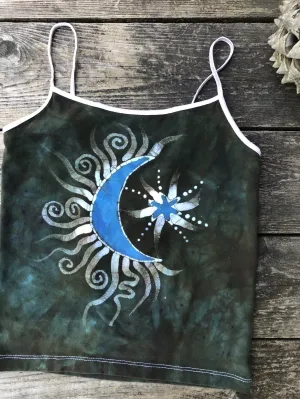 Blue Moon Sage Green Batik Stretchy Handmade Camisole
