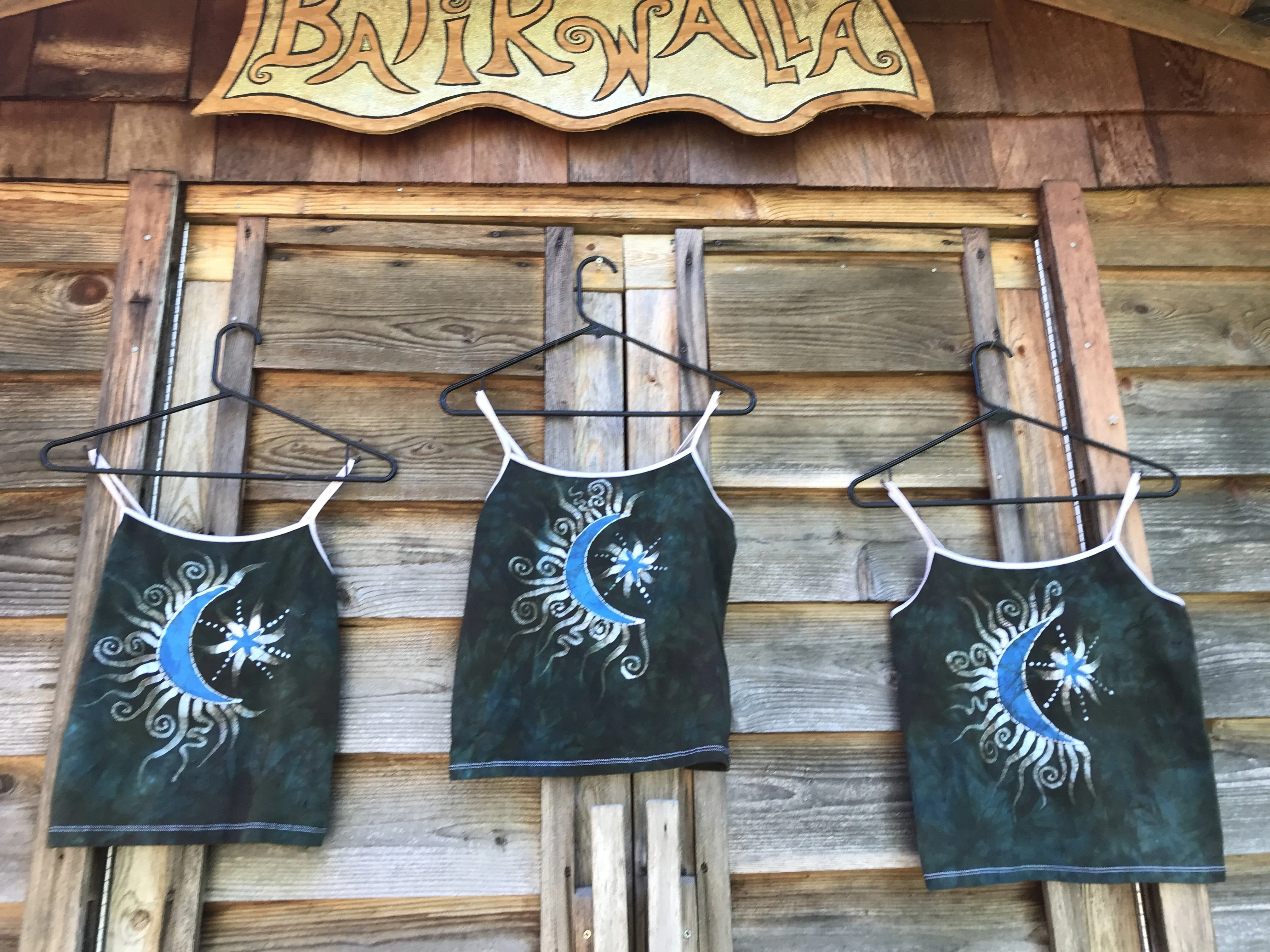 Blue Moon Sage Green Batik Stretchy Handmade Camisole