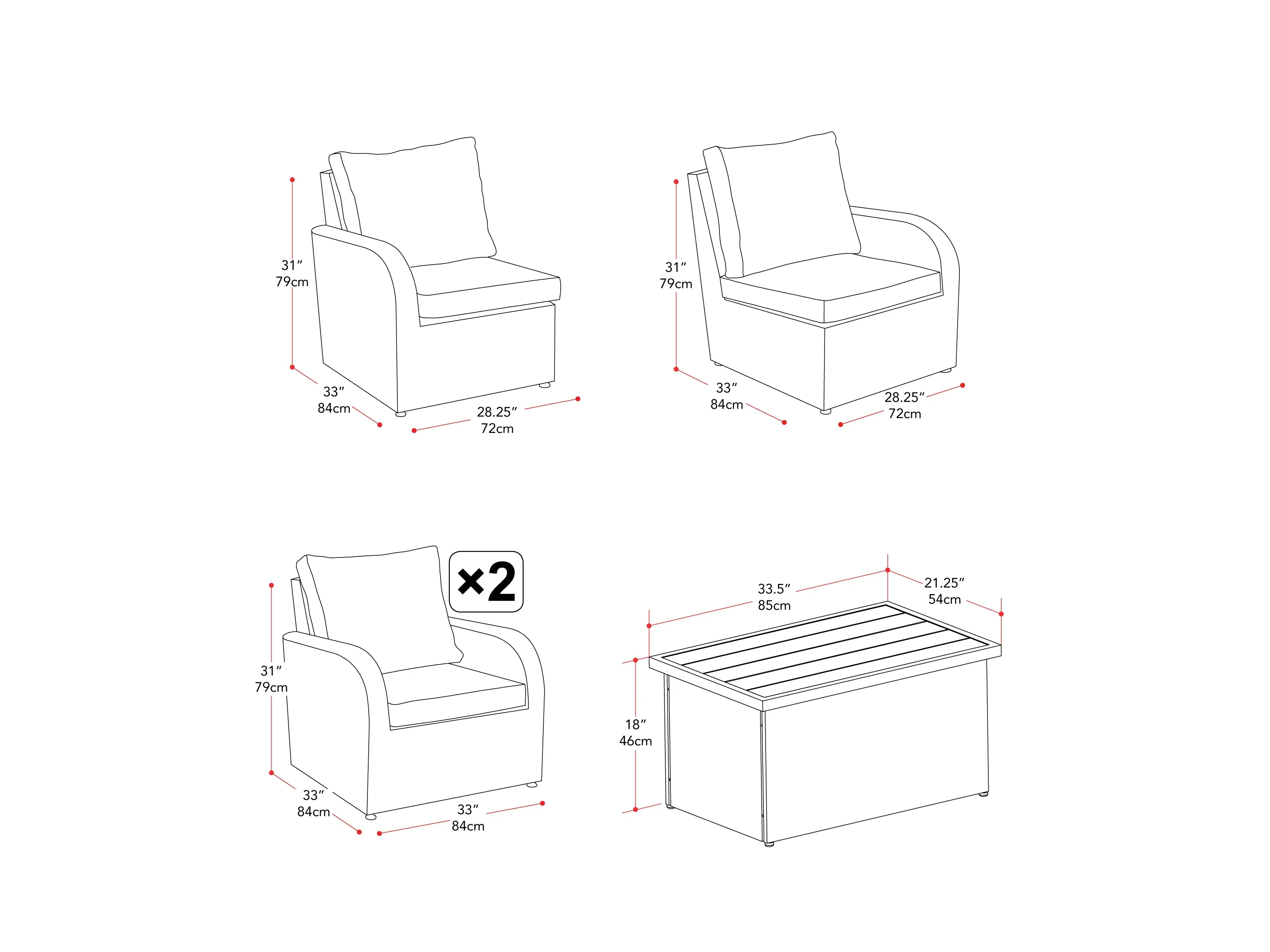Blue Outdoor Loveseat 5pc Set