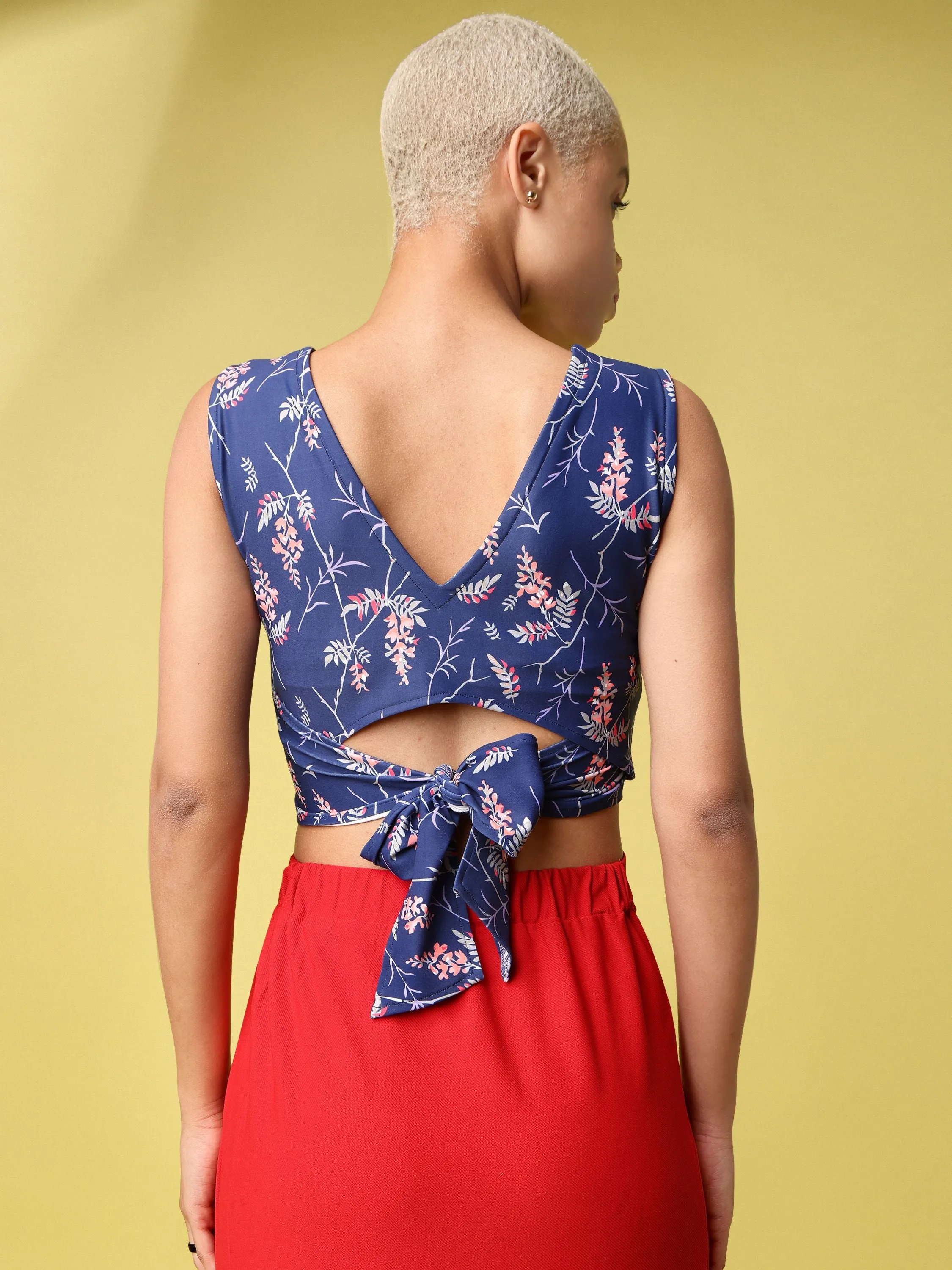 Blue Tie-Up Top For Women