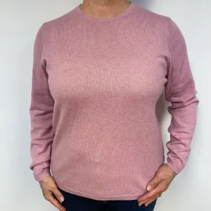 Blush Pink Cashmere Crew Neck Jumper Large.