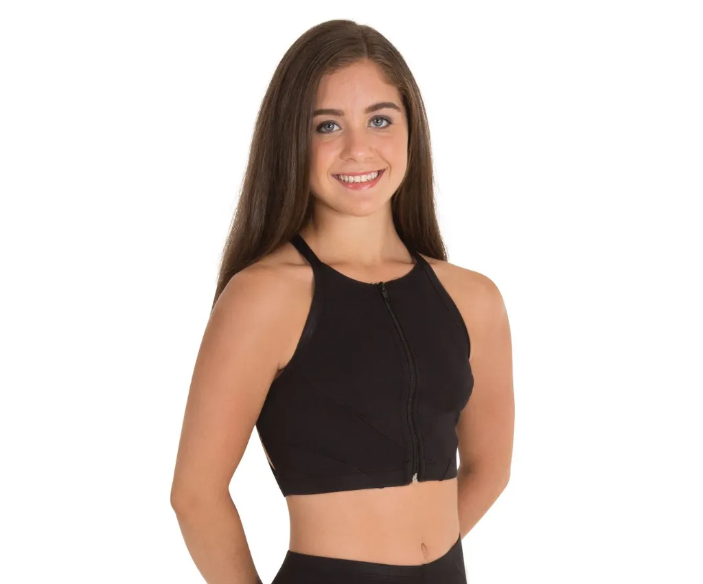 Bodywrappers Crop Top with Zip Front