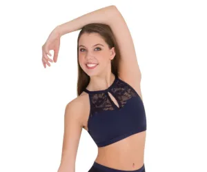 Bodywrappers Lace Yoke Top with Keyhole