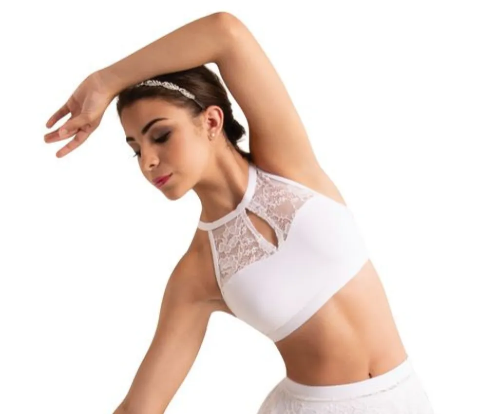 Bodywrappers Lace Yoke Top with Keyhole