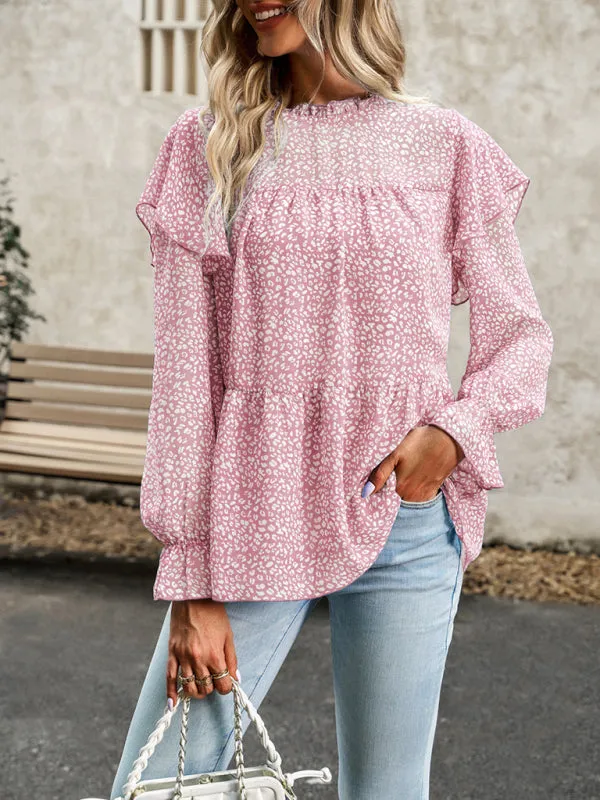 Bohemian Floral Long Flutter Sleeve Romantic Blouse