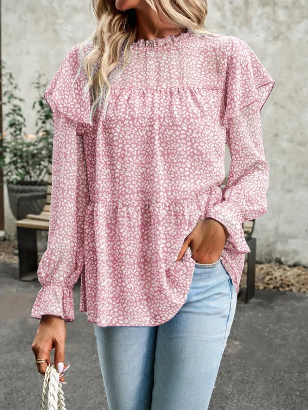 Bohemian Floral Long Flutter Sleeve Romantic Blouse