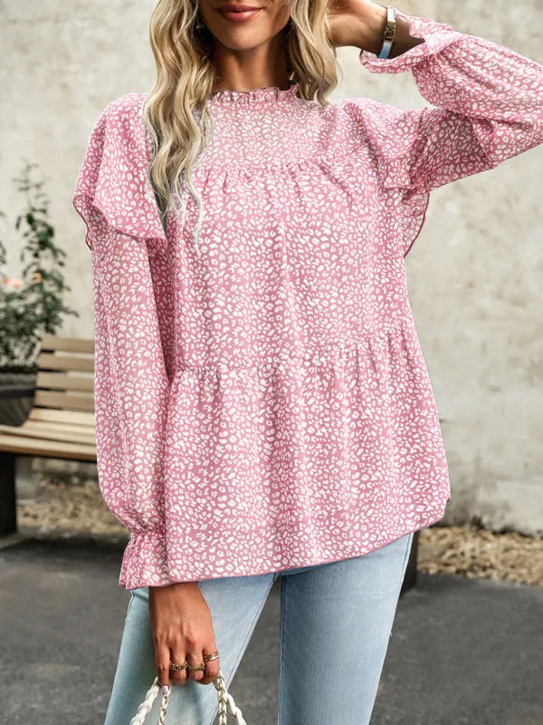 Bohemian Floral Long Flutter Sleeve Romantic Blouse