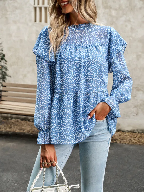 Bohemian Floral Long Flutter Sleeve Romantic Blouse