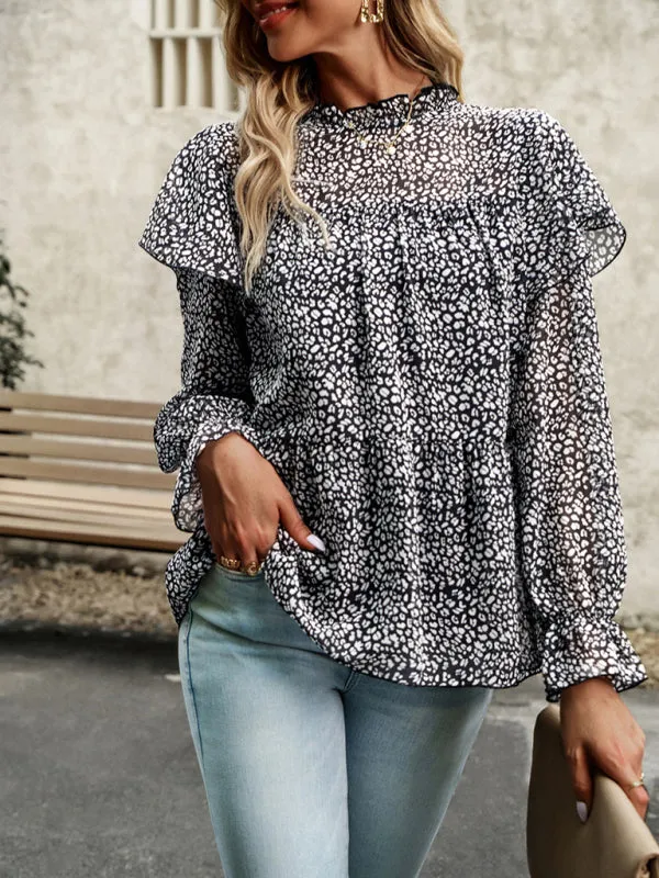 Bohemian Floral Long Flutter Sleeve Romantic Blouse