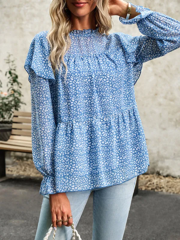 Bohemian Floral Long Flutter Sleeve Romantic Blouse