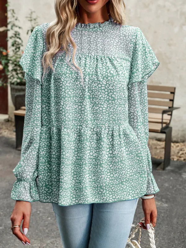 Bohemian Floral Long Flutter Sleeve Romantic Blouse