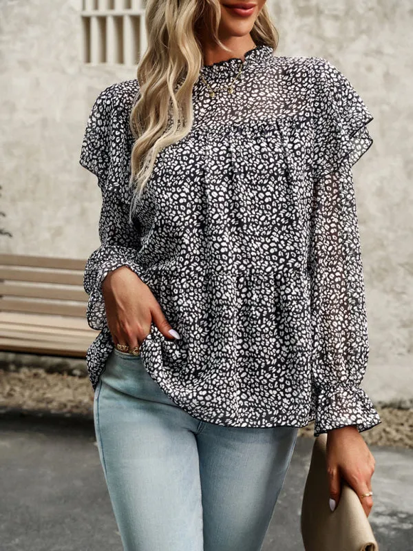 Bohemian Floral Long Flutter Sleeve Romantic Blouse