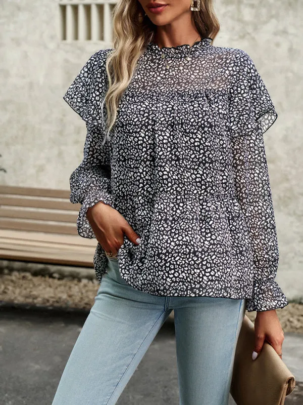 Bohemian Floral Long Flutter Sleeve Romantic Blouse