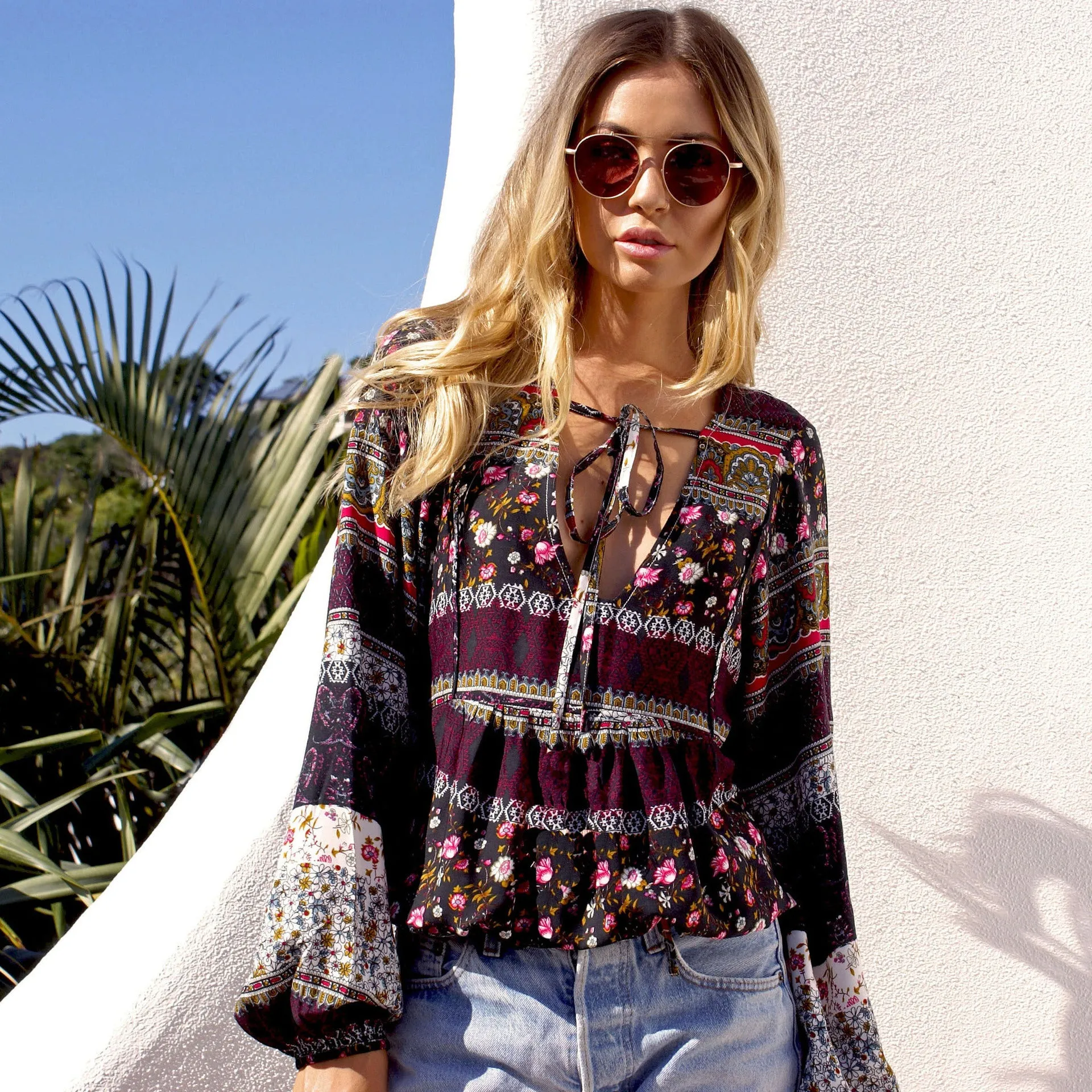 Bohemian Printed Long Sleeve Top