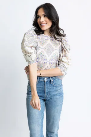 Boho Floral Crochet Sleeve Top