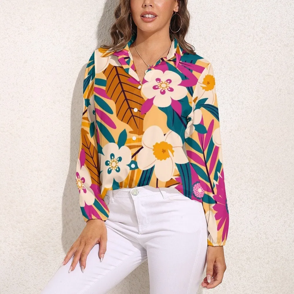 Boho Top Women, Boho Blouse, 70s Style Top, 70s Clothing Women, Pink Teal Top, Floral Blouse, Floral Top, Semi Sheer Top, Vintage style top