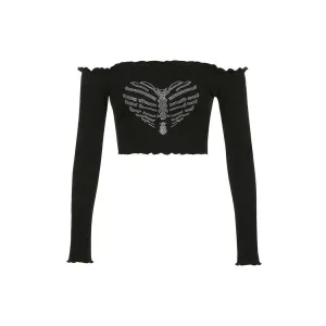 Bones Rhinestone Bardot Top