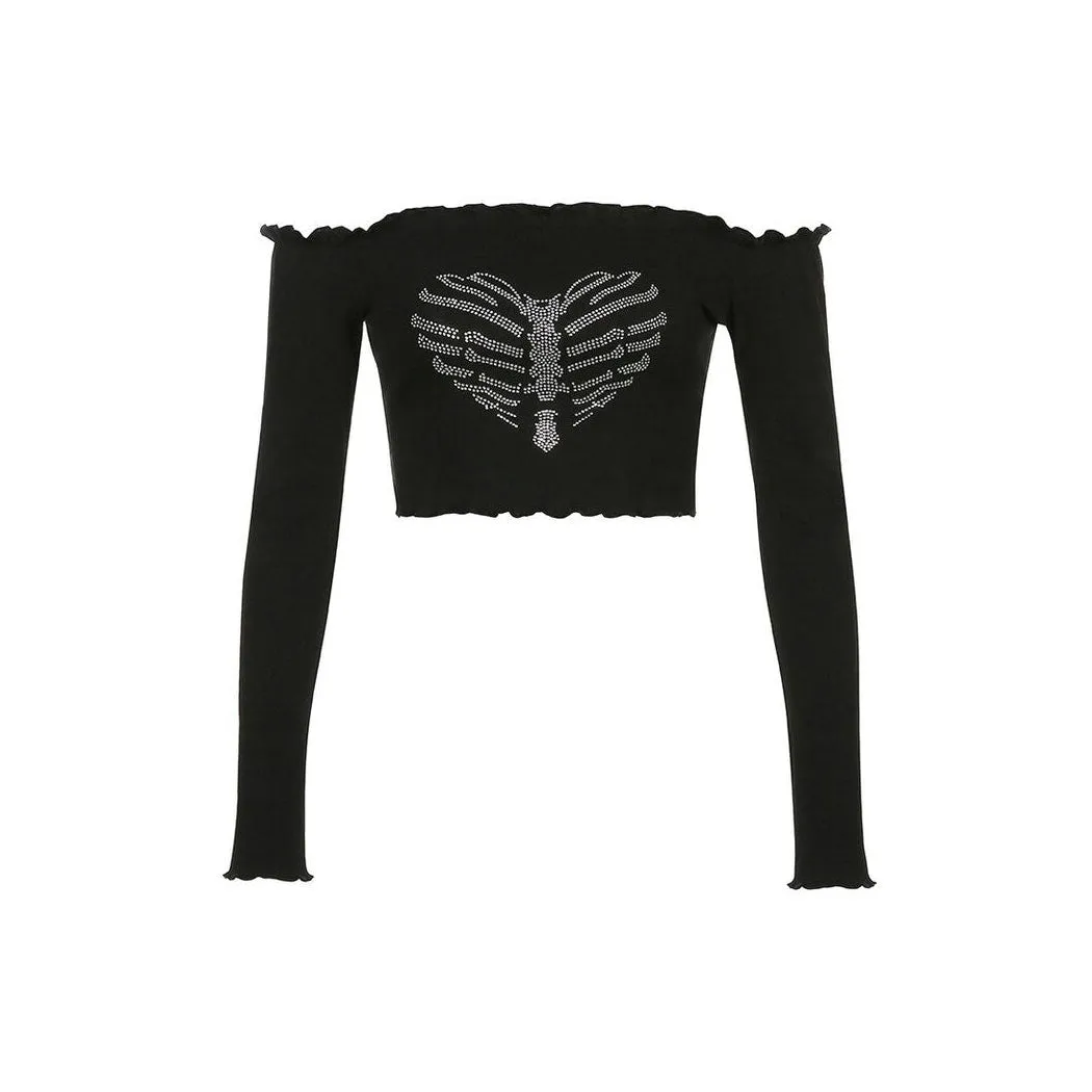 Bones Rhinestone Bardot Top