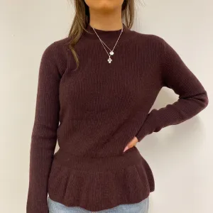 Brand New Plum Peplum Style Crew Neck Jumper Extra Small