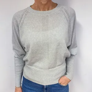 Brand New Scottish Palest Grey Cashmere Crew Neck Jumper Medium