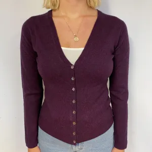 Brora Aubergine Purple Cashmere V-Neck Cardigan Small Brora Aubergine Purple Cashmere V-Neck Cardigan Small