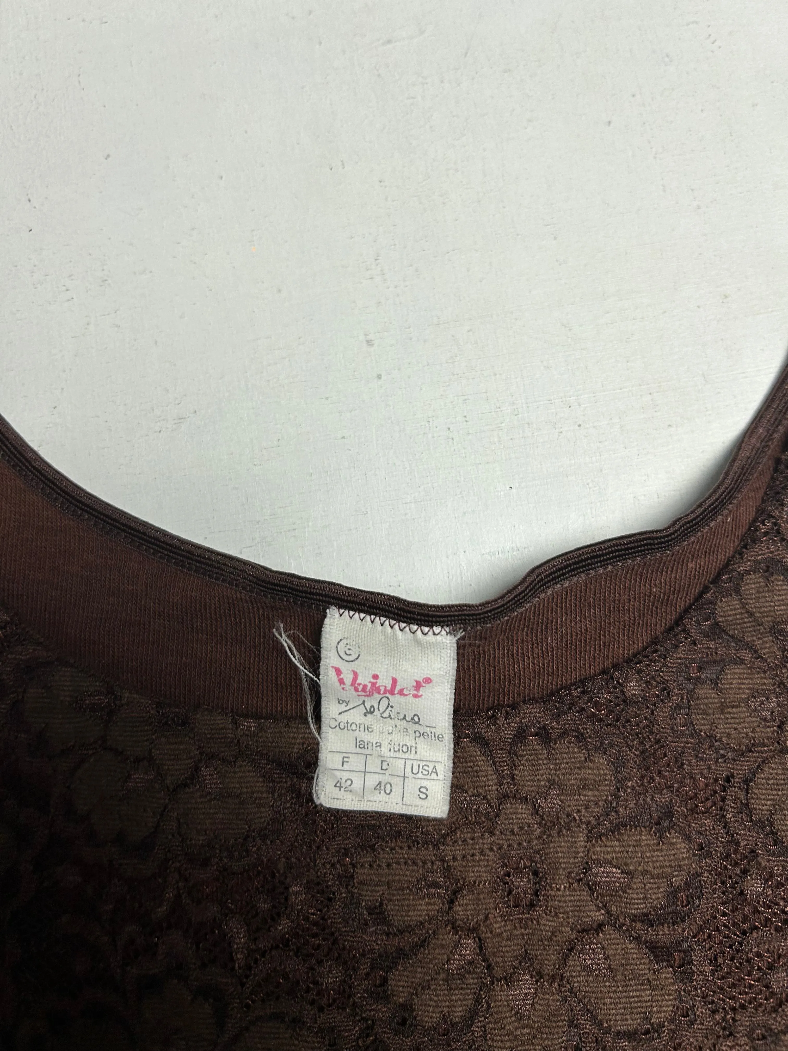 Brown lace  stretchy tank top (L)