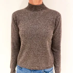 Brown Marl Cashmere Turtle Neck Jumper Small