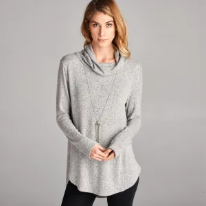 Brushed Hacci Cowl Neck Top