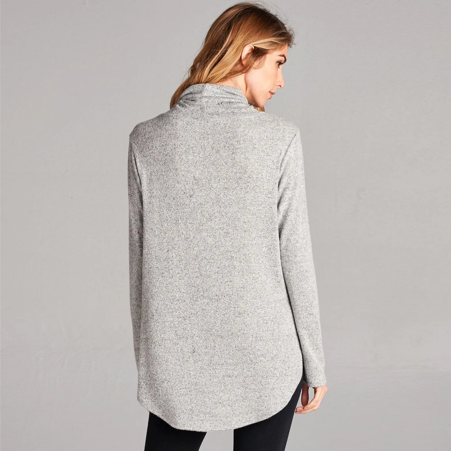 Brushed Hacci Cowl Neck Top