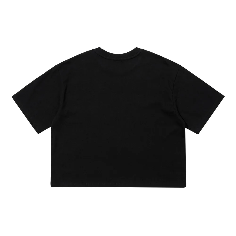 BSRABBIT LOGO WIDE CROP TOP BLACK