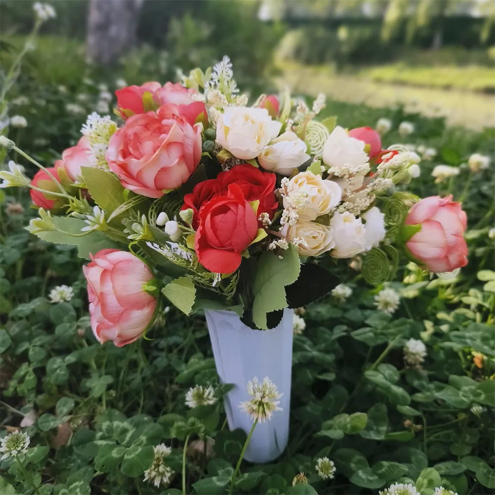 Bulk Cemetery Mixed Flowers in Vase Artificial Flowers for Graves and Memorials Arrangements Wholesale