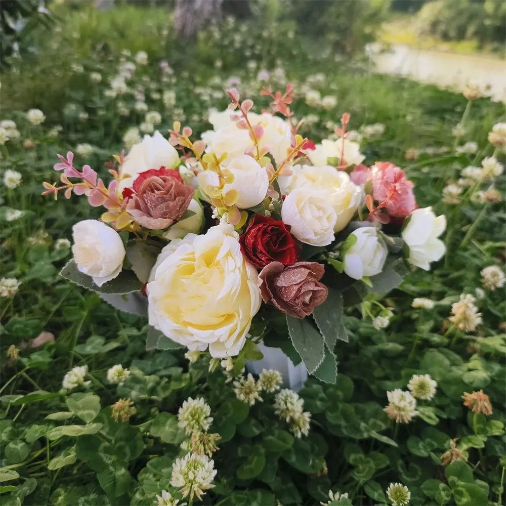 Bulk Cemetery Mixed Flowers in Vase Artificial Flowers for Graves and Memorials Arrangements Wholesale