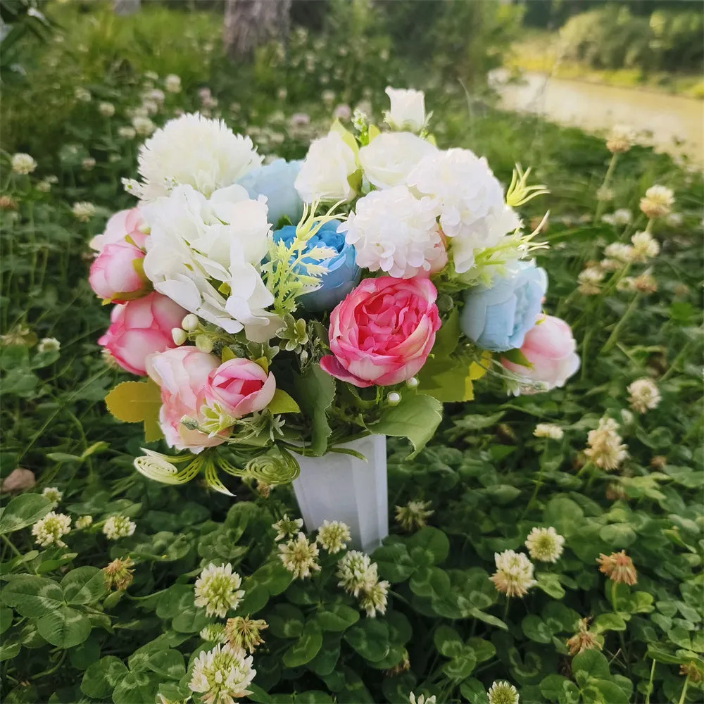 Bulk Cemetery Mixed Flowers in Vase Artificial Flowers for Graves and Memorials Arrangements Wholesale