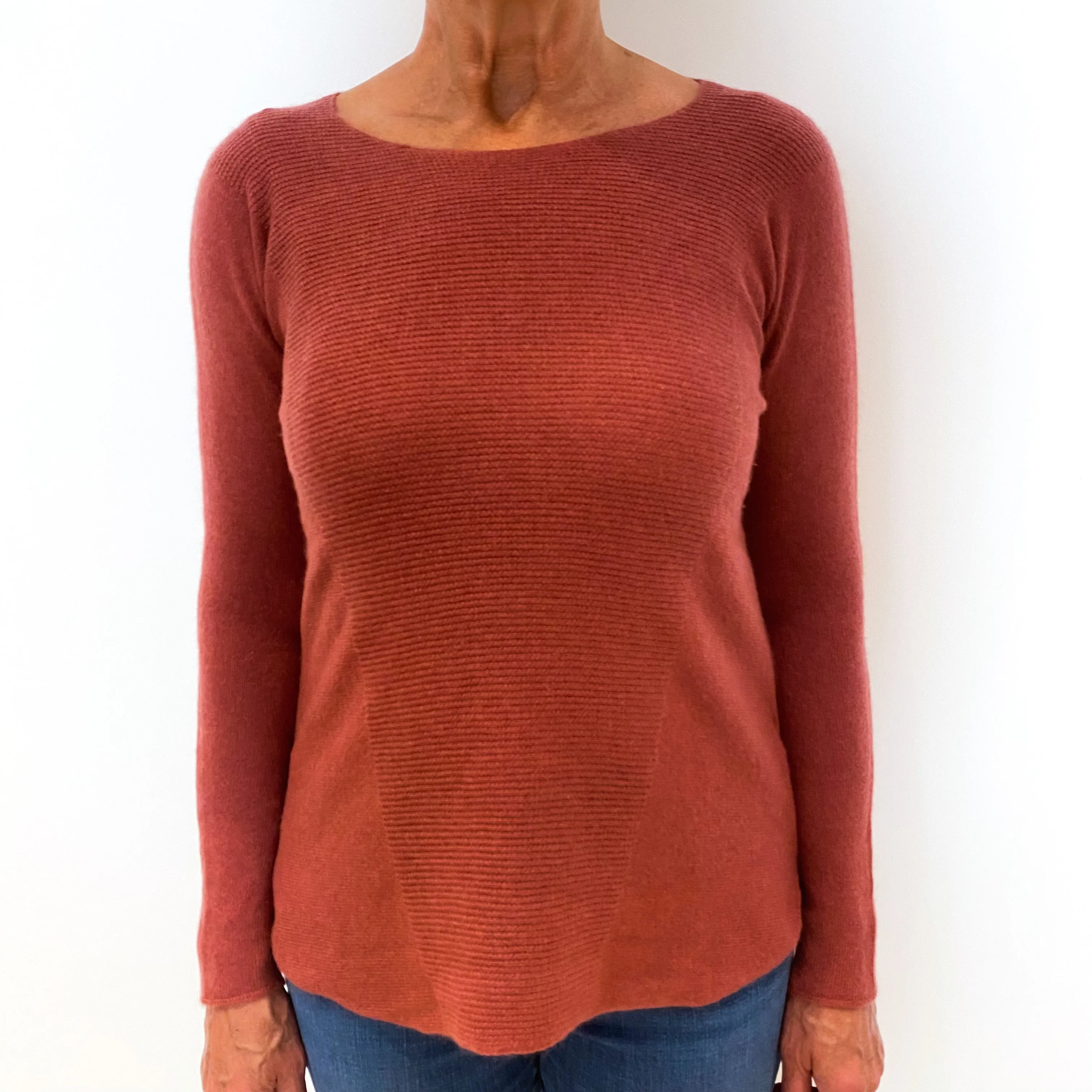Burnt Orange Batwing Cashmere Crew Neck Jumper Medium