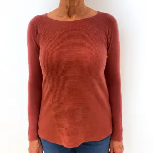 Burnt Orange Batwing Cashmere Crew Neck Jumper Medium