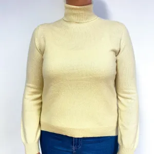 Buttermilk Cream Cashmere Polo Neck Jumper Large