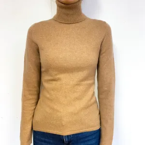 Butterscotch Brown Cashmere Polo Neck Jumper Extra Small