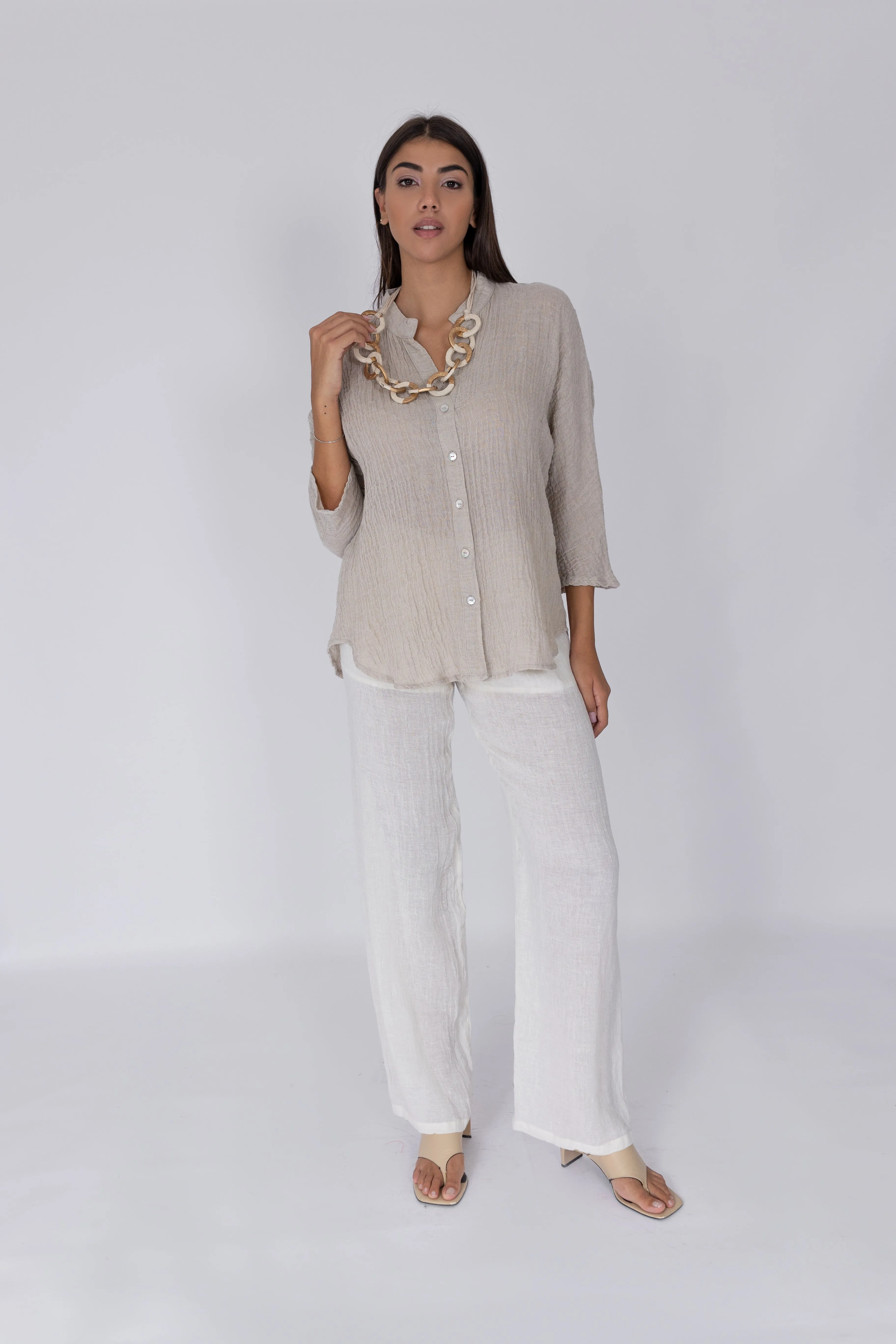 Camicia Panama Garza/Ecrù