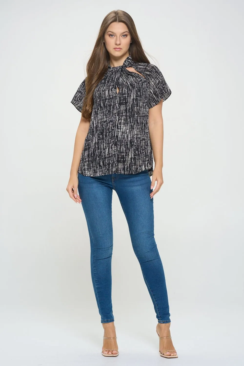Camilla Flutter Sleeve Top With Cutouts
