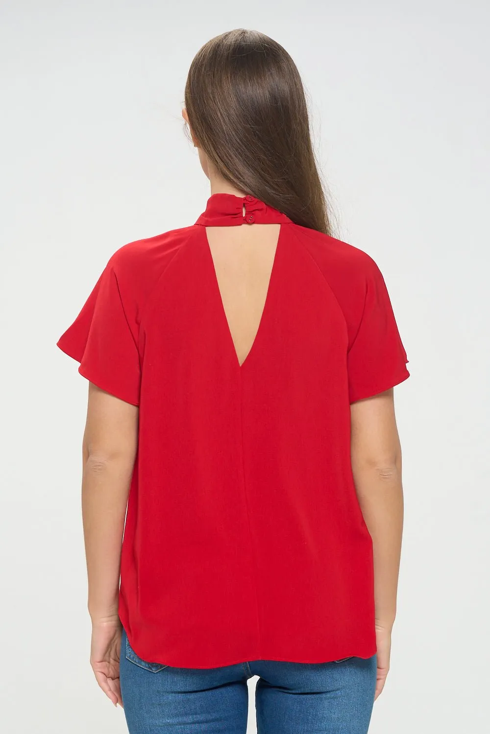 Camilla Flutter Sleeve Top With Cutouts
