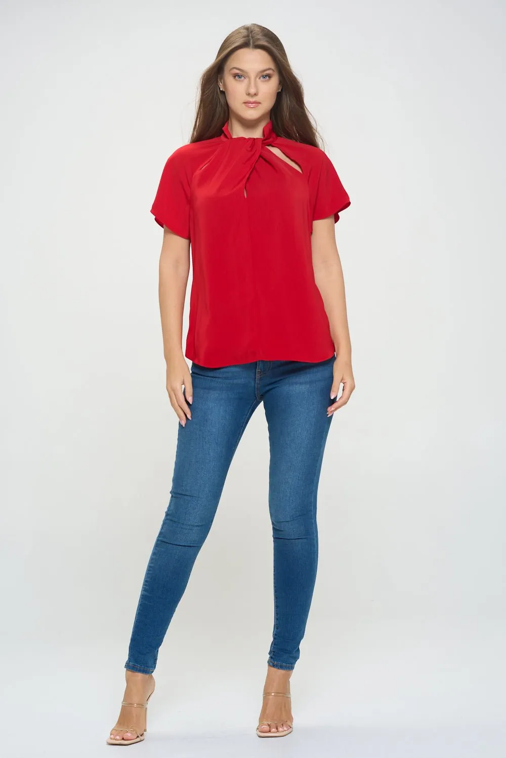 Camilla Flutter Sleeve Top With Cutouts
