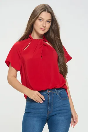 Camilla Flutter Sleeve Top With Cutouts